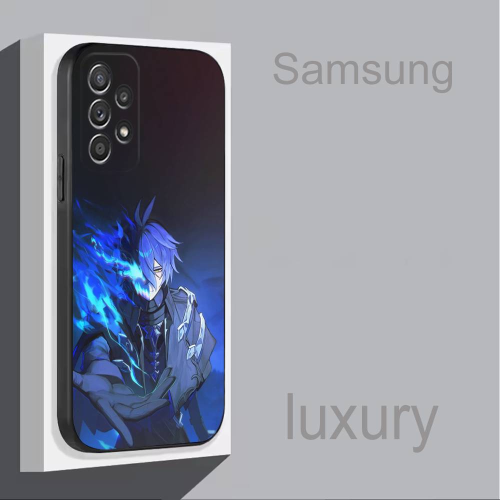 G-Genshin Impact F-Flins For Samsung S 25,24,23,22,30,21,10,9,Ultra,Plus,Lite,FE,4,5G Phone Case Black Soft Case