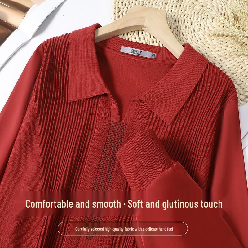 SNOWFLYING Women s Rhinestone Lapel Casual Knitted Top M