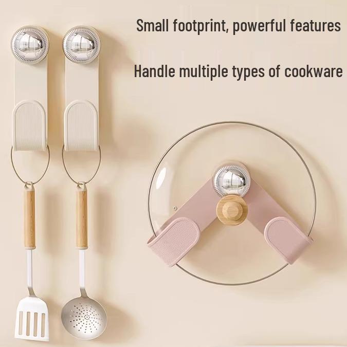 Adjustable Wall-Mounted Kitchen Rack: Multi-Functional Cream Suction Cup for Pot Lids and Cutting Boards, No-Punch Installation.