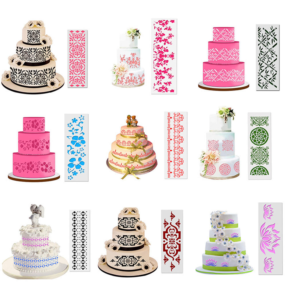 Cake Decorating Tool Damask Lace Border Cake Side Cupcake Stencil Sugarcraft Decoration Mould Baking Tool Kitchen Accessories