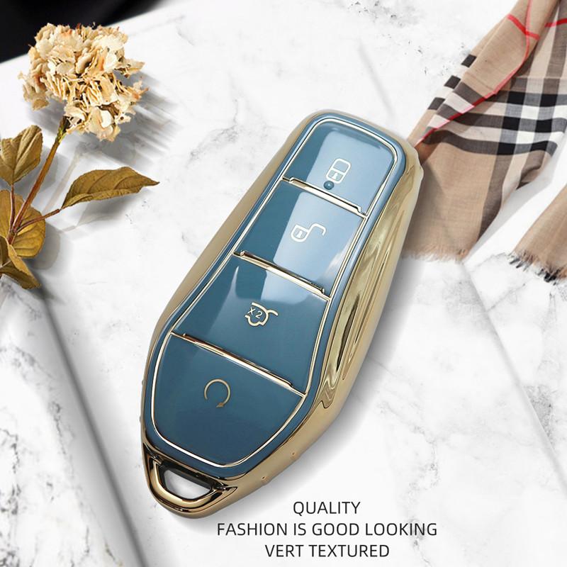 Luxurious Golden Edge Remote Key Case Full Cover For BYD DM Tang Song Dmi Max Pro QIn Pro Yuan Ev And Dolphin Car