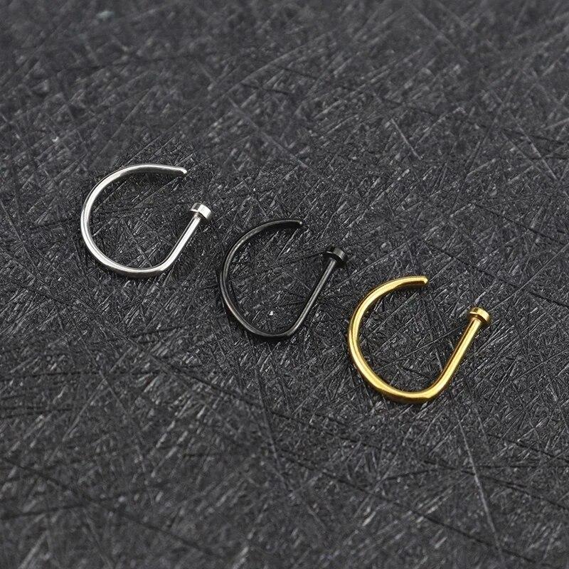Punk Women Men Fake Piering Nose Ring Earrings Fashion Non Piercing Nose Clip Stainless Steel Perforation Septum Body Jewelry