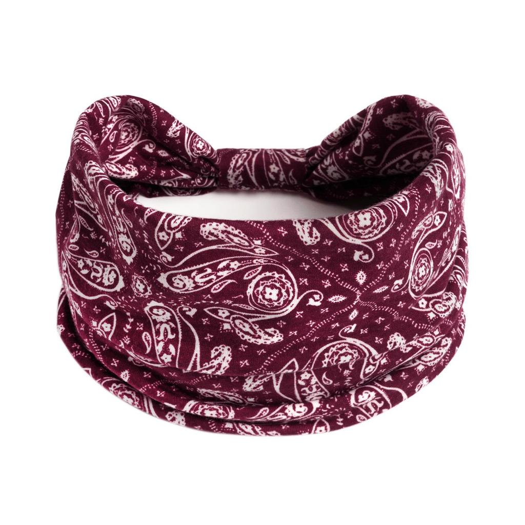 Bandeau large rétro à motif cachemire pour femmes - Bandeau de sport élastique coloré pour yoga