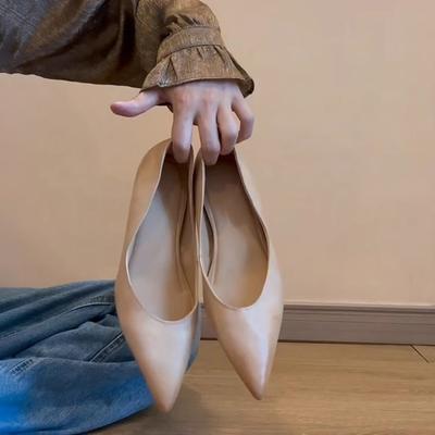Soft Leather Version~ Literary and Artistic Versatile Inner Height Increase One Pedal Commuter Shoes Versatile Retro Outer Wear Pointed Temperament