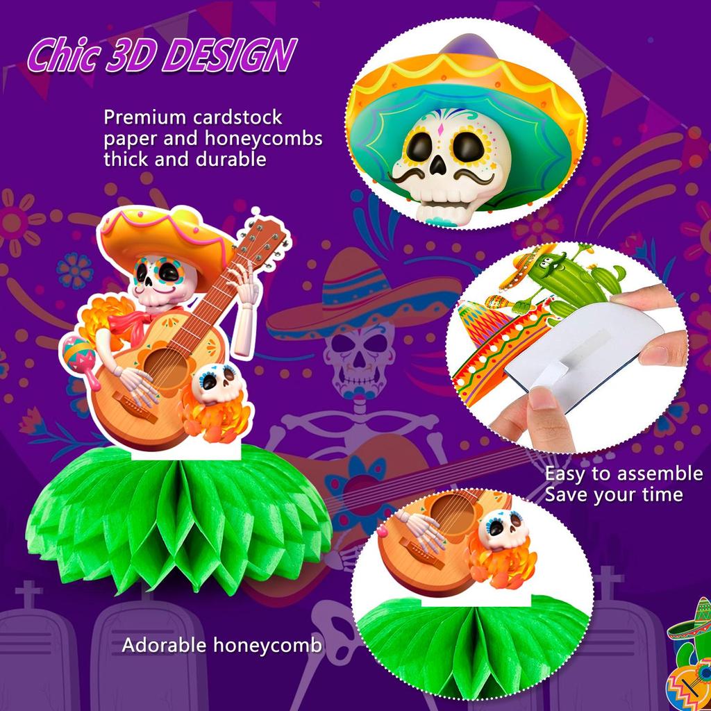 Waben-Tischmittelstück, 9 Stück Mexikanische Party-Tischdekorationen, Cinco de Mayo Tischdekorationen & Mexikanische Tischmittelstücke, Mexikanische Partydekorationen