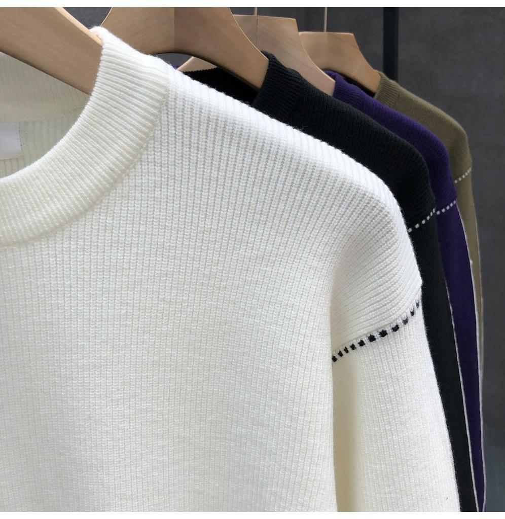 Men's Korean Style Contrast Stitch Knit Sweater - Autumn/Winter Trend 2025