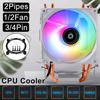 12V DC 3Pin/4Pin RGB LED CPU Cooler 2-Heatpipe Dual Tower Fan Cooling Heatsink Radiator for Intel LGA 775/1150/1151/1155/1156/1200/1366