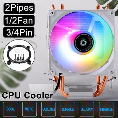 12V DC 3Pin/4Pin RGB LED CPU Cooler 2-Heatpipe Dual Tower Fan Cooling Heatsink Radiator for Intel LGA 775/1150/1151/1155/1156/1200/1366
