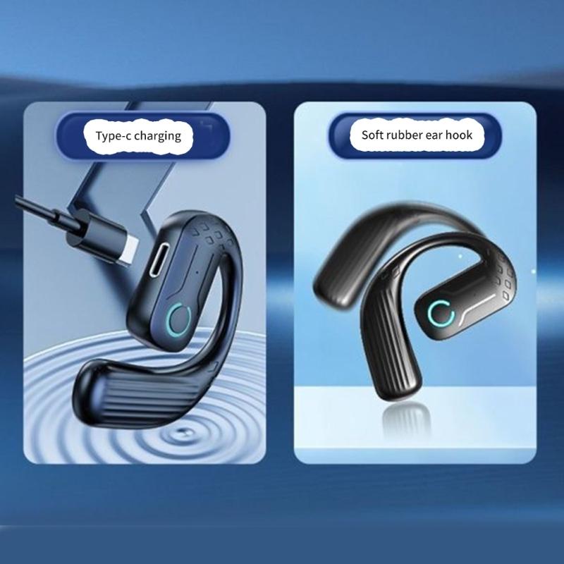 Single Ear Earpiece Wireless Business Headphones Earbuds Bluetooth-compatible Earphone Over Ear Buds Noise Reduction