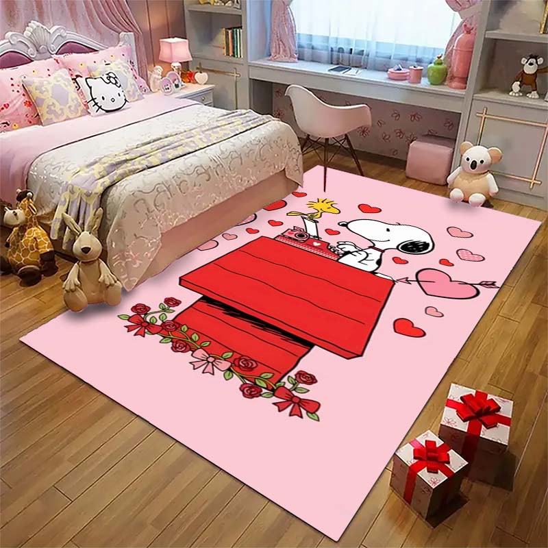 Snoopy Cartoon Print Rug Mat, Decorative Rug for Home, Bedroom, Bedside, Doormat, Bathroom Mat, Gift for Friends and Family.