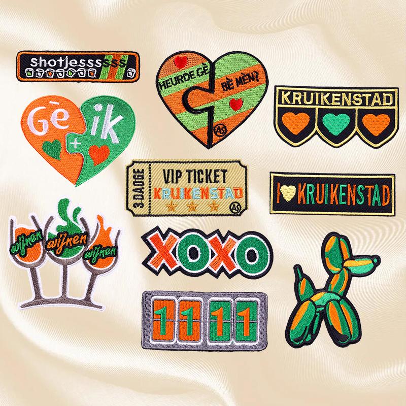10pcs /Set Netherland Kruikenstad Emblem Embroidered Patches Iron On Patches For Clothing Netherland Carnival Patch Sewing Diy 