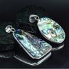 Oval-Pear Abalone Shell Gemstone 96.60 Ct Pair 925 Silver Pendant Healing Stone AR-1704-S