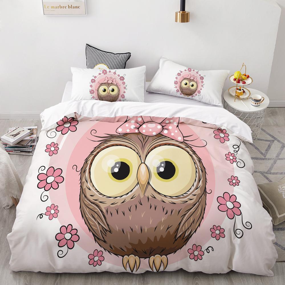 3D Kreslená ložní souprava pro děti/miminko/dítě/chlapce/dívku, růžový slon Sada povlaku na přikrývku Vlastní/Evropa/Queen, Sada povlaku na přikrývku/deku