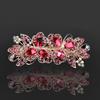 Clip de Primavera de Circonita Blanca Flor de Pedrería Brillante Clip Superior Clip Horizontal Elegante Adorno para el Cabello de Moda para Madres