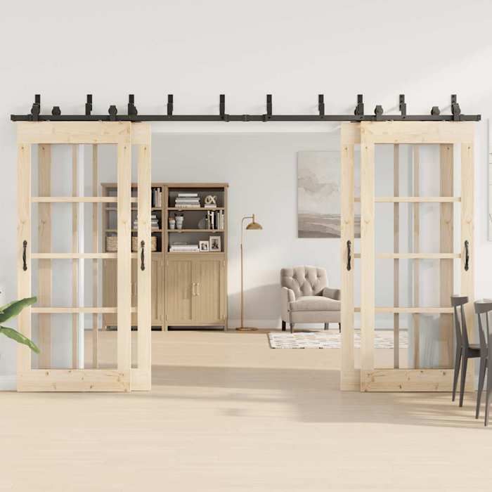 VidaXL Sliding Door Hardware Kit 366 Cm Steel Black, Sliding Door Hardware, Door Rail of 3295749