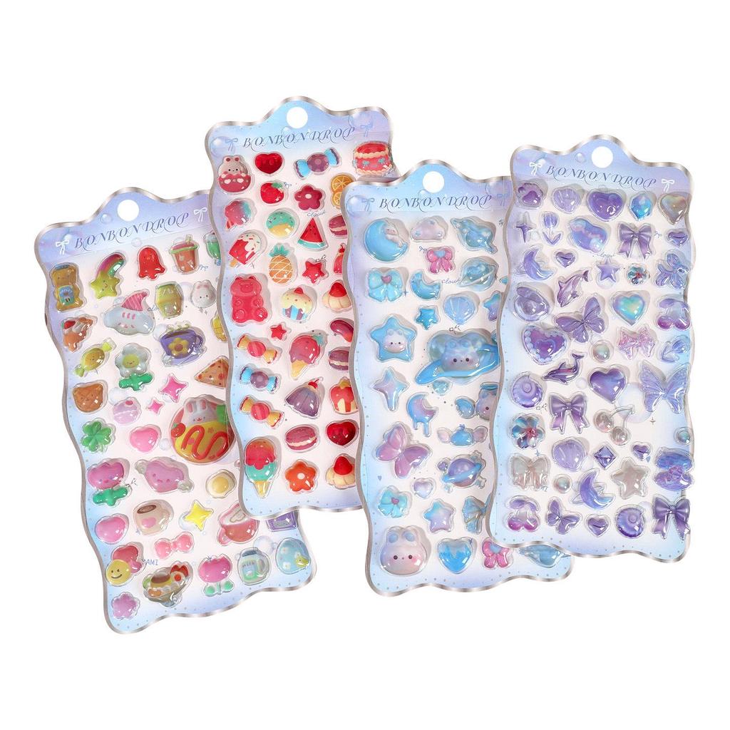 Cartoon 3D Embossed Waterproof Stickers for Children's Creative Journaling