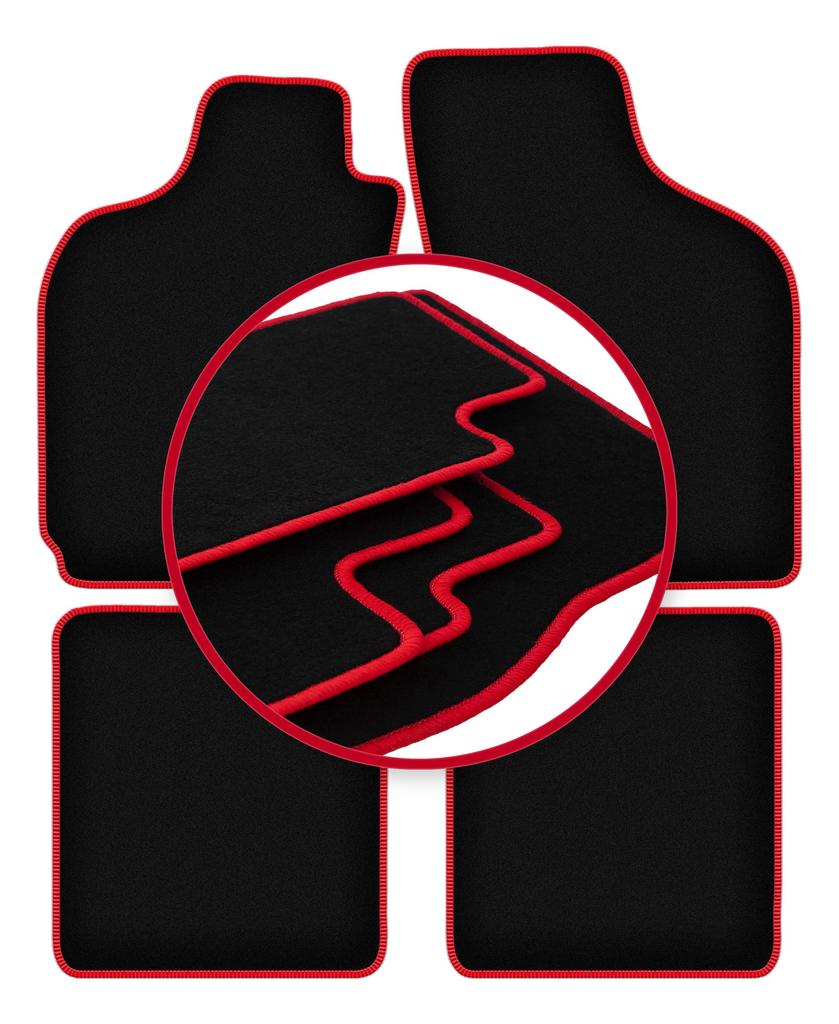 Velours-Fußmatten mit rotem Rand für: Fiat Siena Limousine (1996–2006)