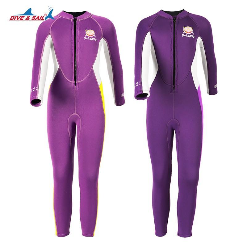 2.5mm Kids Girls Neoprene Wetsuit Full Body Long Sleeve Snorkeling Surfing Swimming Warmth UV Protection
