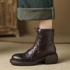 Fashion NEW Autumn/Winter Women Boots Genuine Leather Shoes for Women Round Toe Chunky Heel Shoes Lace-up Riding Boots Black Ankle Boots