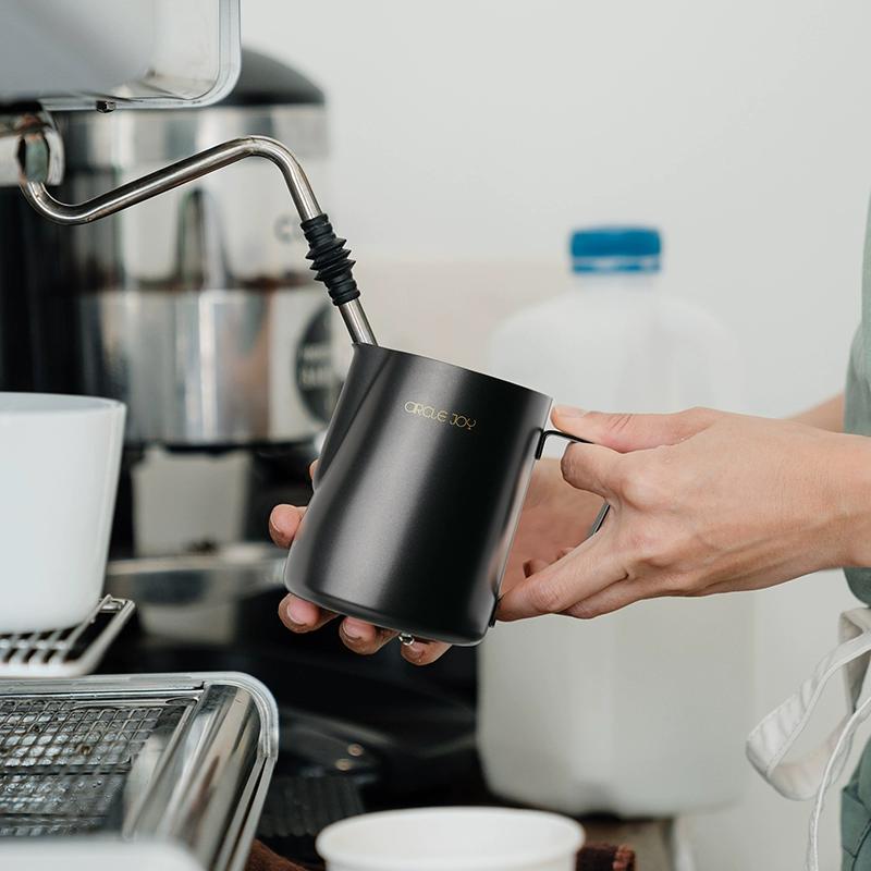 Circle Joy Latte Art Cup Stainless Steel Pointed Spout Milk Froth Cup with Scale Coffee Latte Art Cup