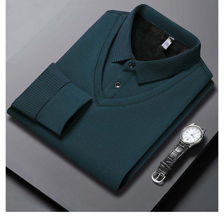 Men's High-End Business Casual Striped Long-Sleeve Polo for Spring & Autumn