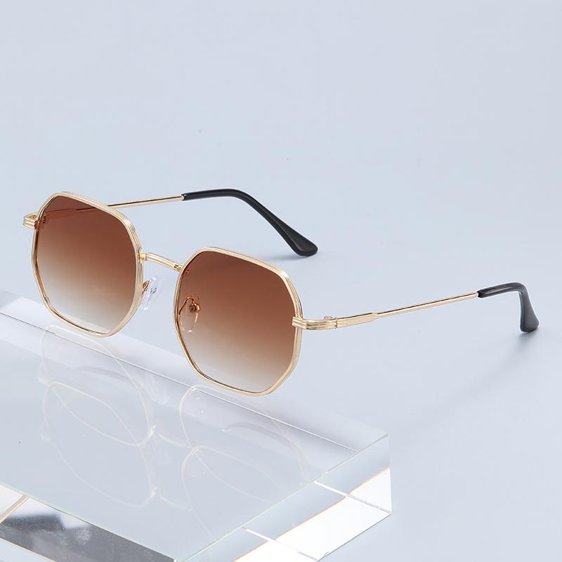 New Men'S And Women'S Metal Frame Fashionable Ultra Light Ins Plain Glasses Retro Artistic Beach Sunglasses 2400