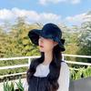 Bow bucket hat women's spring and summer women's sunshade basin hat showing small face ins big eaves sunscreen sun hat