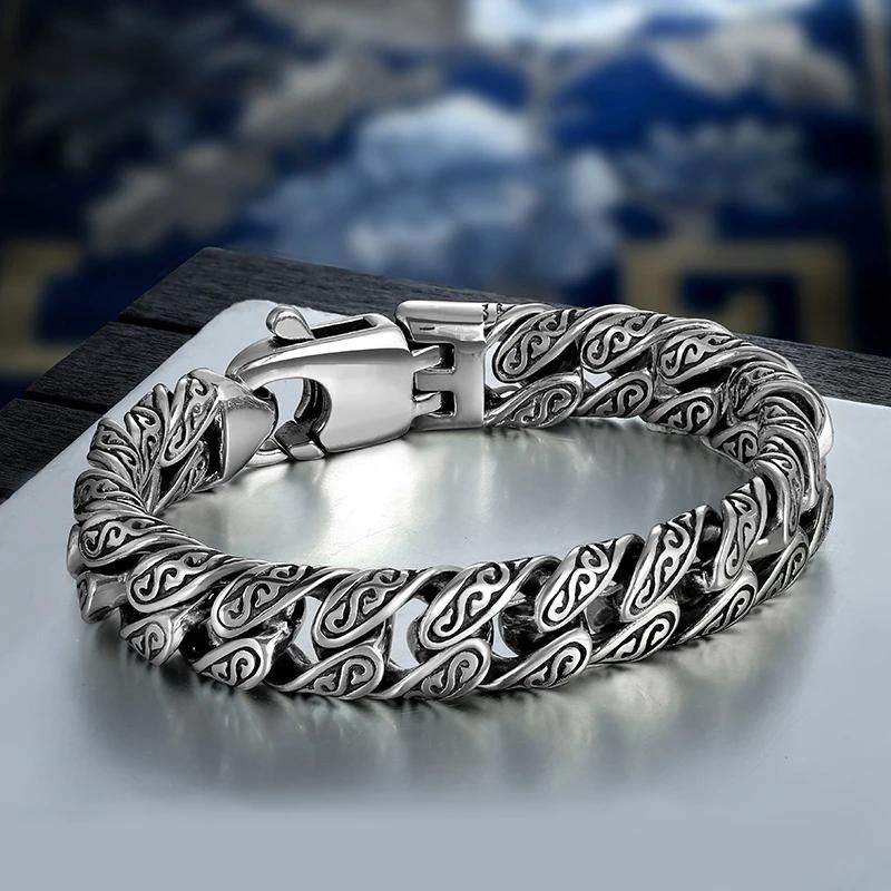Neues Personalisierbares Armband mit Tang-Gras-Muster für Herren, dicker Abschnitt, für Jungen, Hip-Hop, Street, Hipster, Mode, Damenschmuck