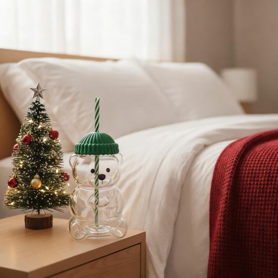 Bjørn Drikkekopp Søt Kaffekopp 20oz Morsomme Glasskopper for Kaffe Melk Te Juice Varmebestandig Glass for Selskaper Hjemmekontor