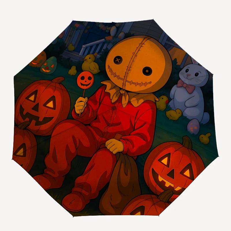 

1pc Pumpkin Scarecrow Auto Open/close, All-Season Portable Folding Umbrella for Women & Men, Travel, Everyday, Formal Events - Compact Luxury Parasol,