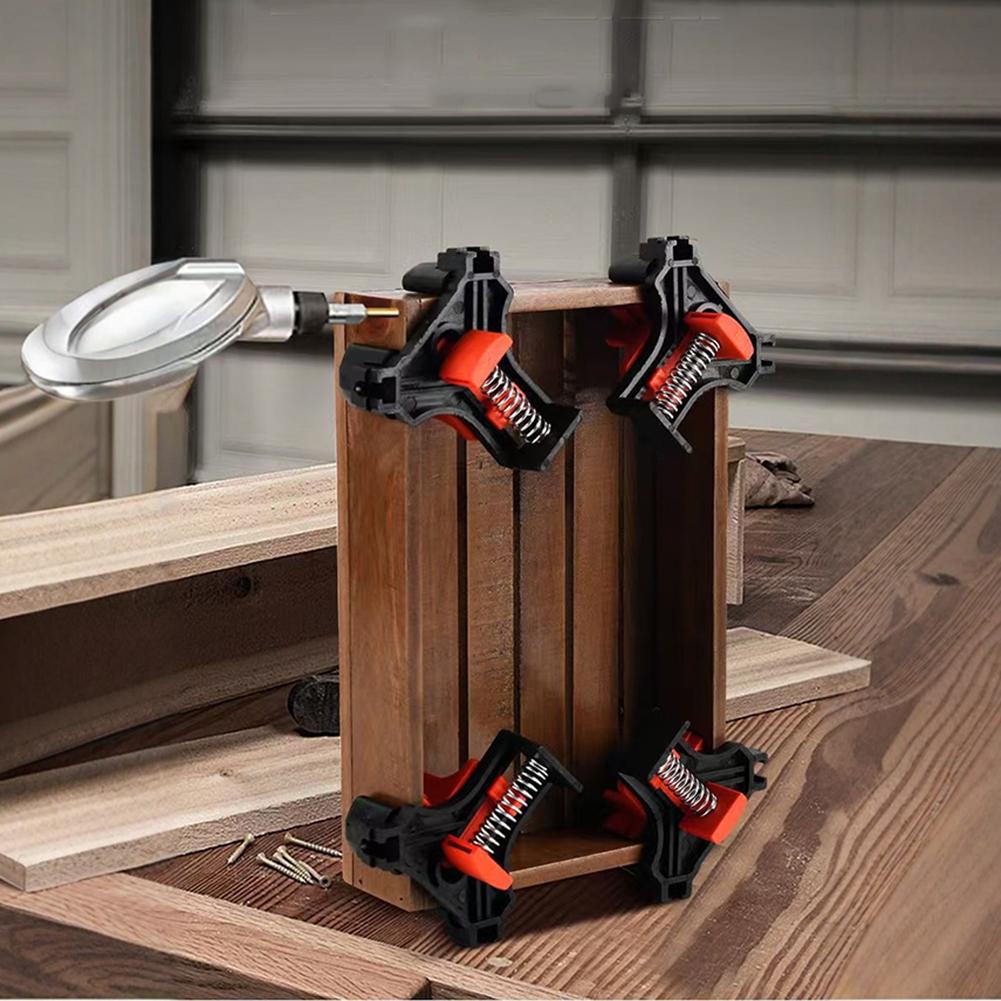 4pcs 90° Corner Clamps For Woodworking Fast Adjustable Quick Spring Loaded Woodworking Clamps Cabinets Photo Framing