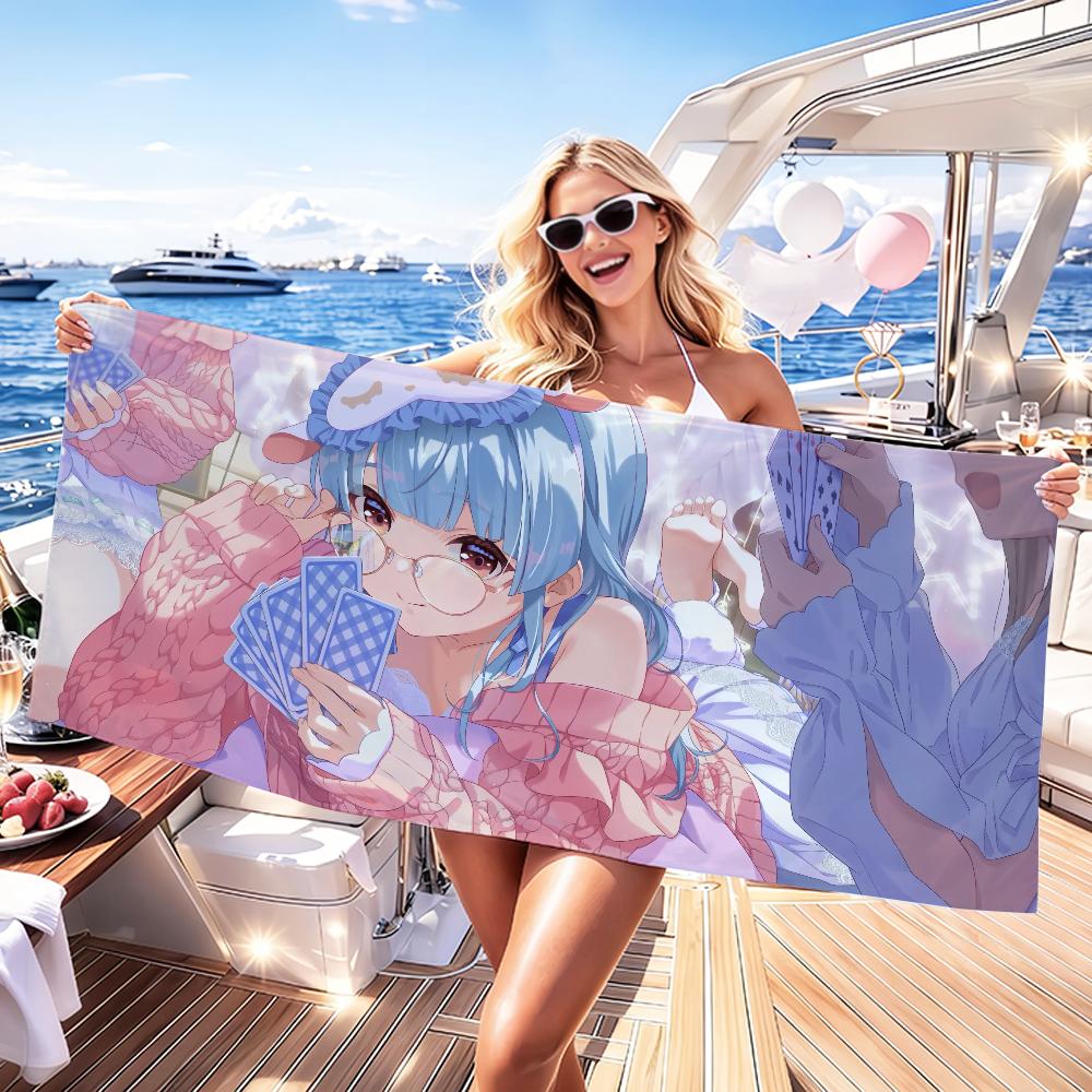 Vtuber Shizuku Hyodo Towel Quick Dry Absorbent Beach Towel for Sports, Fitness, Swimming and Outdoor Activities