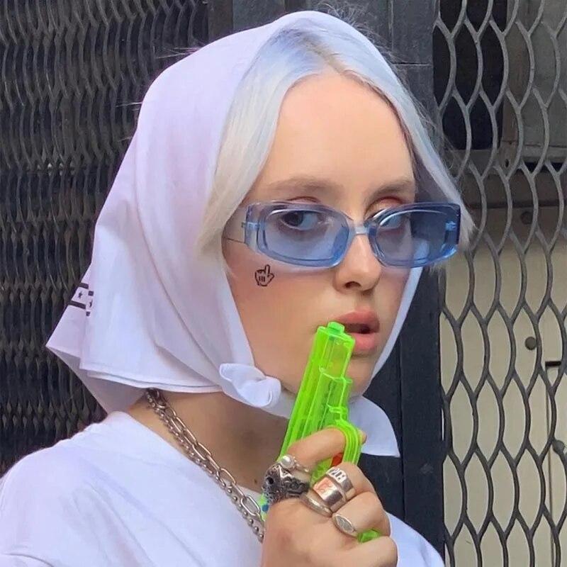 Vintage Black Square Sunglasses Woman Luxury  Small Rectangle Sun Glasses Female Gradient Clear Mirror Oculos De Sol