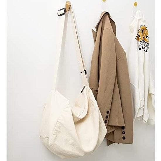 ARIALK Tote bag canvas large capacity shoulder A4 womens mens plain zipper.