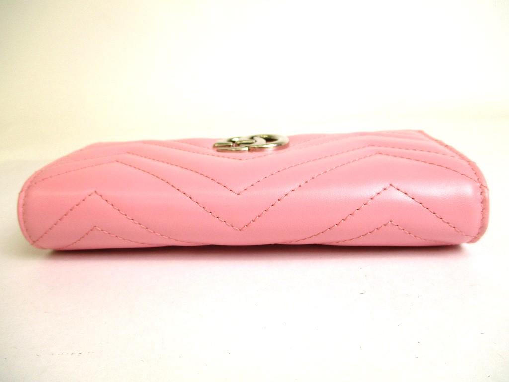Authentic GUCCI Marmont G Pink Leather Continental Wallet Flap Long Wallet #9913  Refurbished