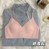 French girl floral non-marking thin rabbit ear cup no steel ring underwear big chest small breast soft support bra