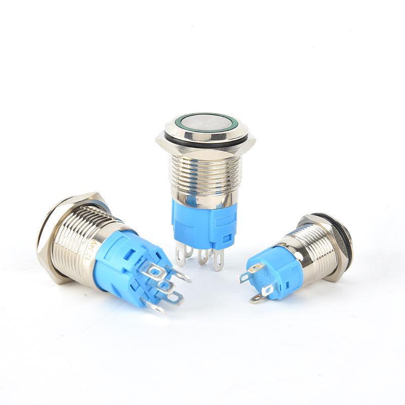 LED Ring Metal Push Button Switch: 12mm, 16mm, 19mm, 22mm - Momentary & Latching Options