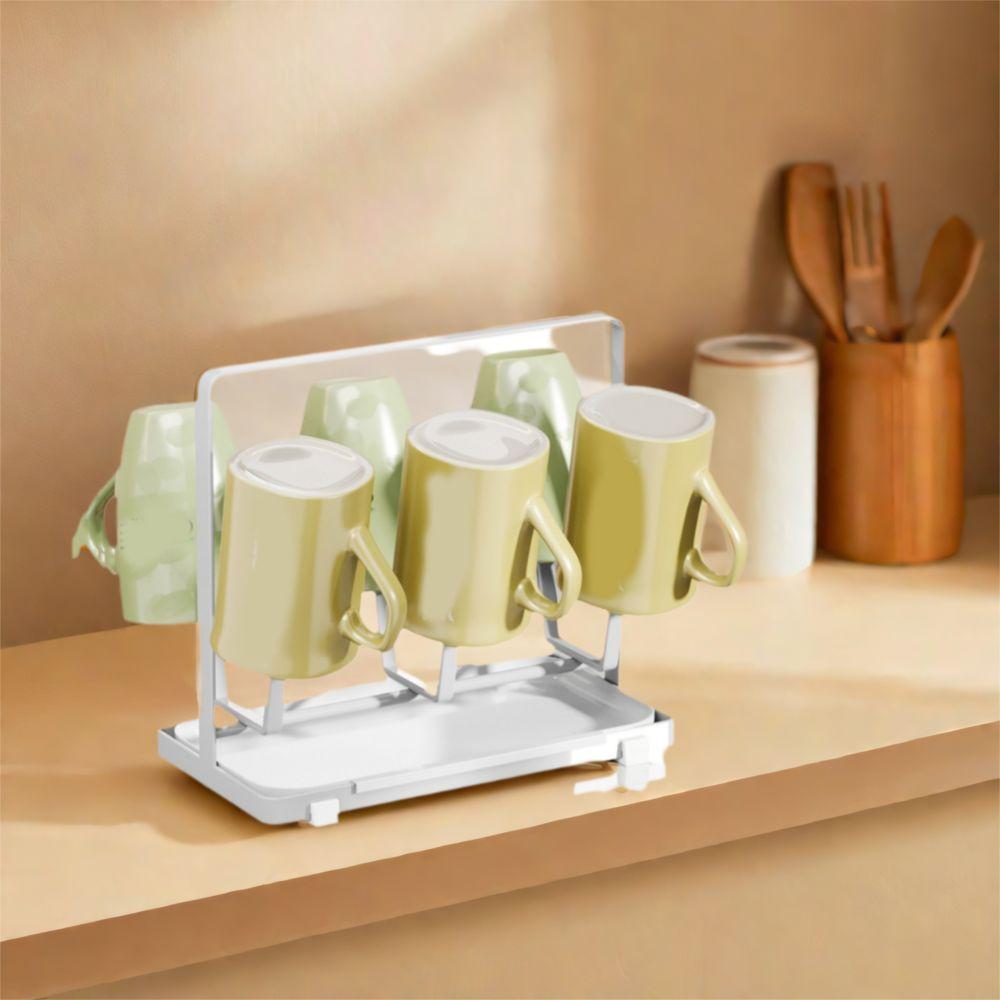 Rustfritt Stål Glasskoppstativ Plassbesparende Flasketørkestativ Benkeplate