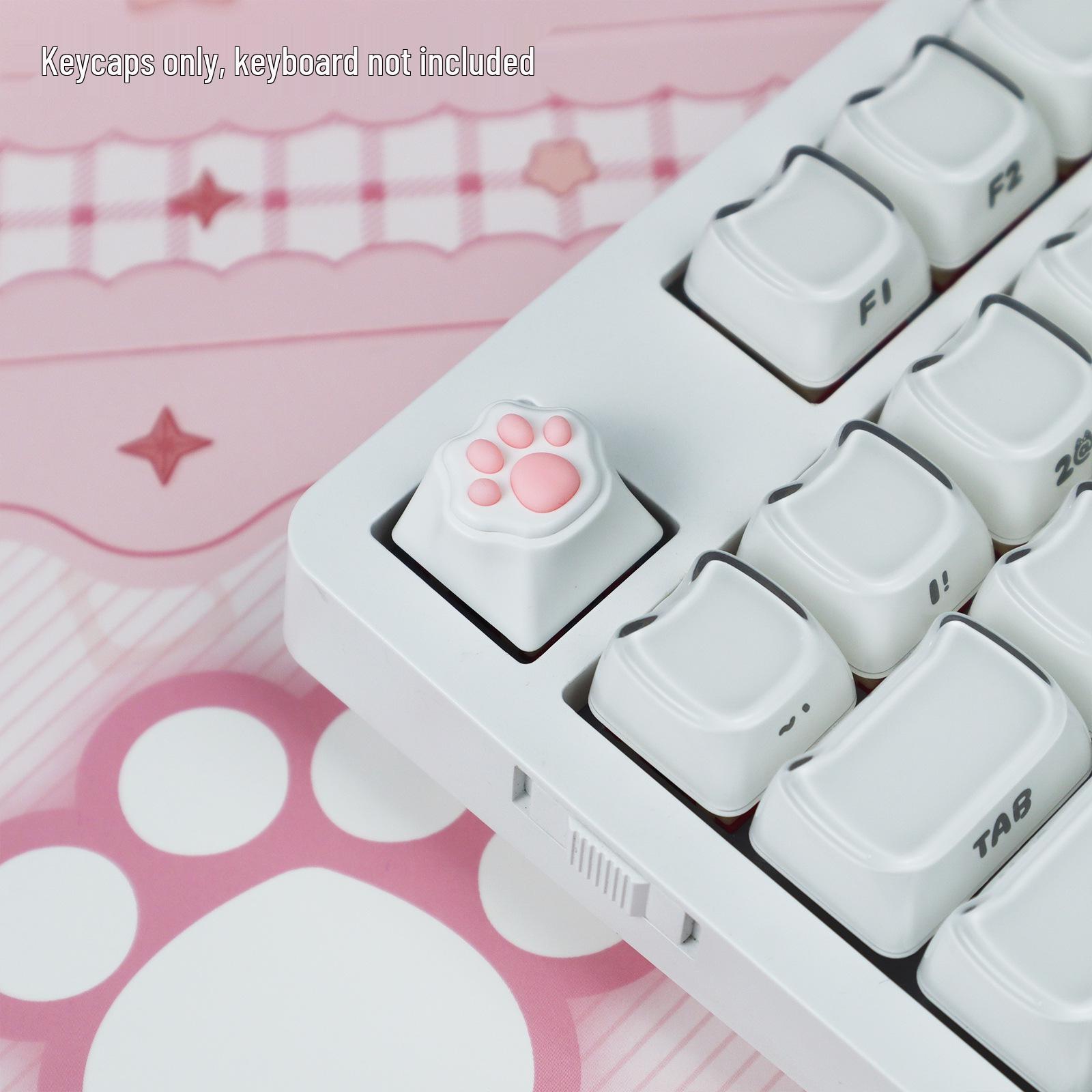 Adorable Pink Cat Paw Silicone Keycap - Soft, Girly 1U Design