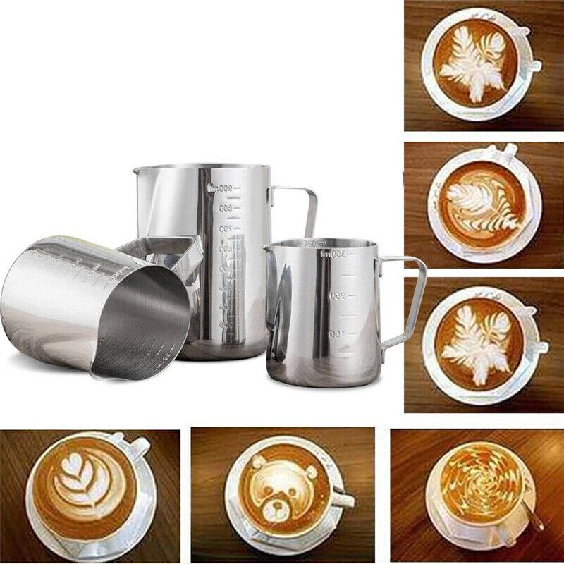 Espresso Coffee Milk Frothing Pitcher 304 Stainless Steel Latte Art Cup Sharp Spout Jug with Measurement