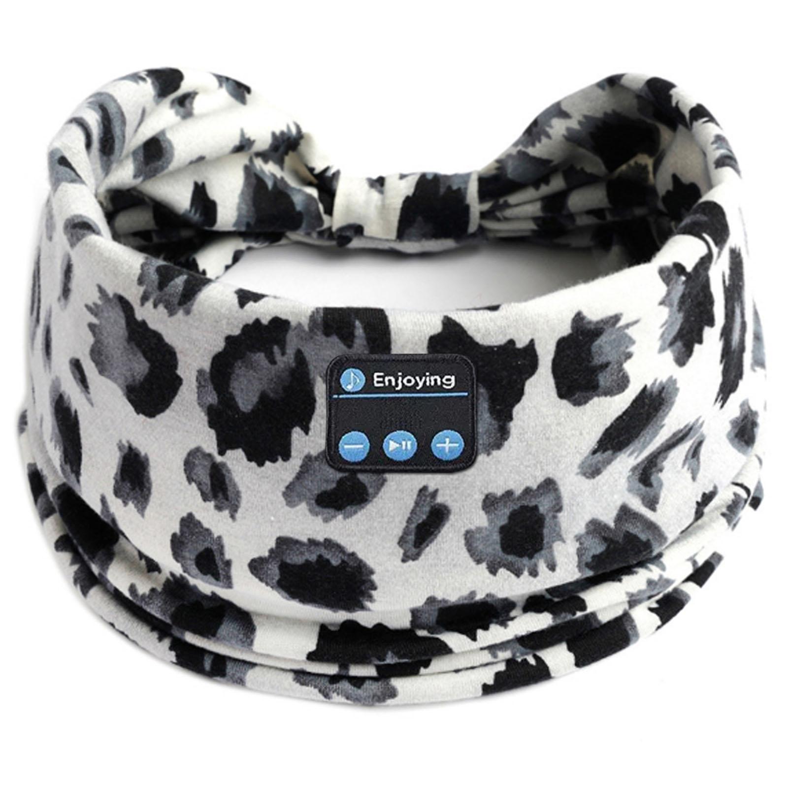 

Wireless Sleeping Headphones Soft Washable Yoga Running Bluetooth Headset Headband Handsfree Music Earphone Leopard Pattern