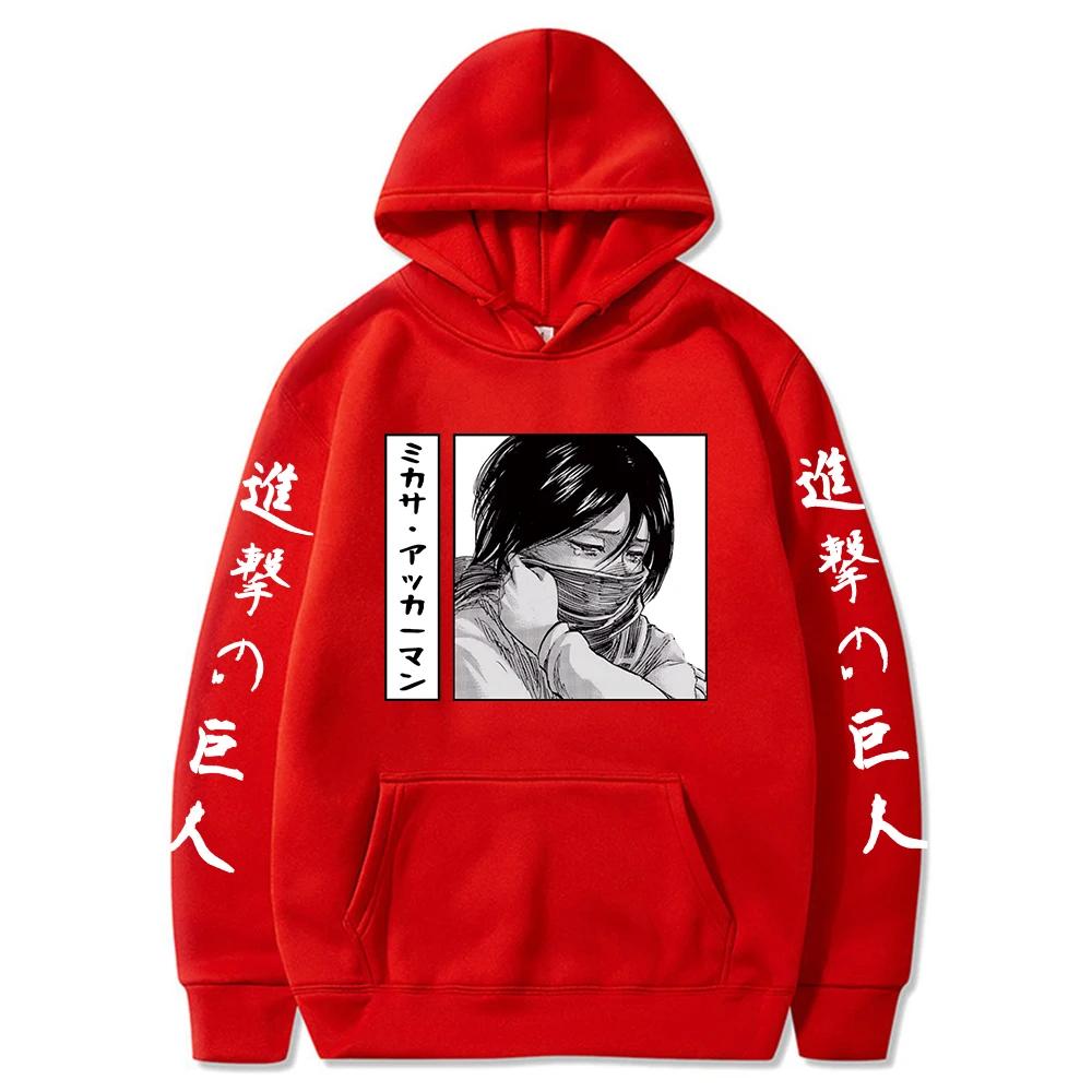 Attack On Titan Anime Print Men Women Hoodies Ackerman Mikasa Graphic Pullover Sweatshirt Harajuku Harajuku Hoody