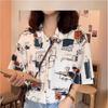 Women’s Retro Hong Kong Style Short Sleeve Loose Printed Blouse