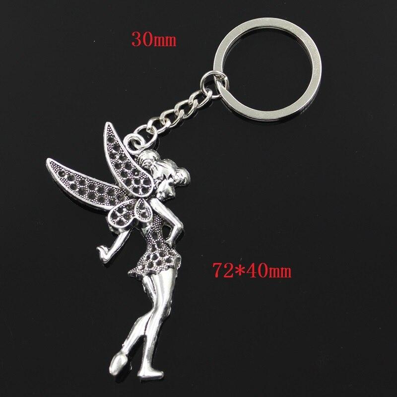 

Модный 30 мм брелок для ключей, металлический брелок для ключей, ювелирные изделия, античное серебро, с цветным покрытием, балерина, девушка, ангел, кулон 72x40 мм