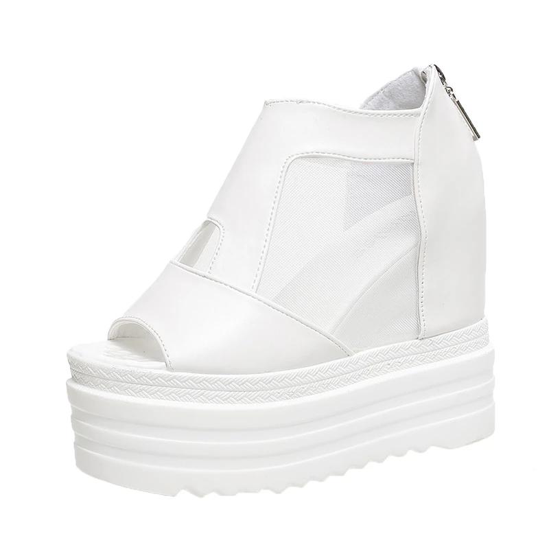 Fashion 12.5CM High Heels Sandals Clogs Wedge Female Shoes Summer Increasing Height Open Toe Platform Sandals Fashion Closed Peep Boots