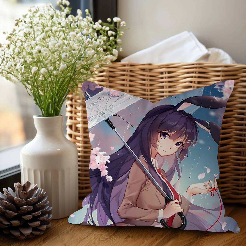 Sakurajima Mai Anime Cushion Cover Car Throw Pillow Case For Sofa Car Christmas Gift 40x40cm 45x45cm