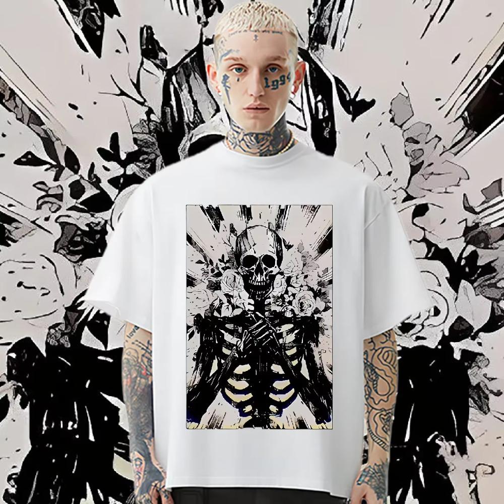 Loose Vintage Aesthetic T Shirt Round Collar Men's Graphic Printing Tee 2024 New Summer Hot Sale XL Comfy Stretchy Clothes