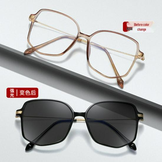 Double-Bridge Retro Metal Square Eyeglasses with Large Frame and Flat Lens