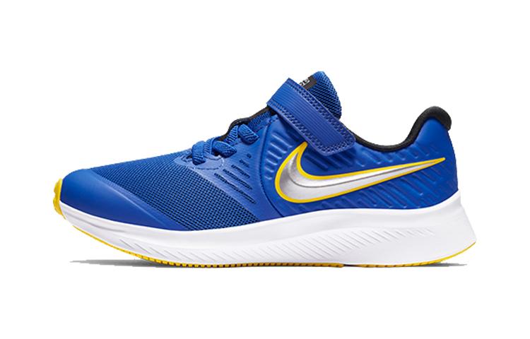 

Nike Star Runner 2 Hook and loop Slip Resistant Cushioning Low top Kids Running Shoes Blue Silver AT1801-404 28