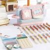 New Contrast Color Pen Bag Handheld Large Capacity Pencil Case Zipper Design Stationery Bag School Office